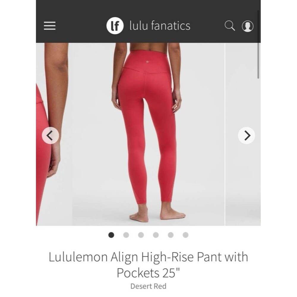 Lululemon Align High Rise Pant Pockets 25" Desert Red Size 12